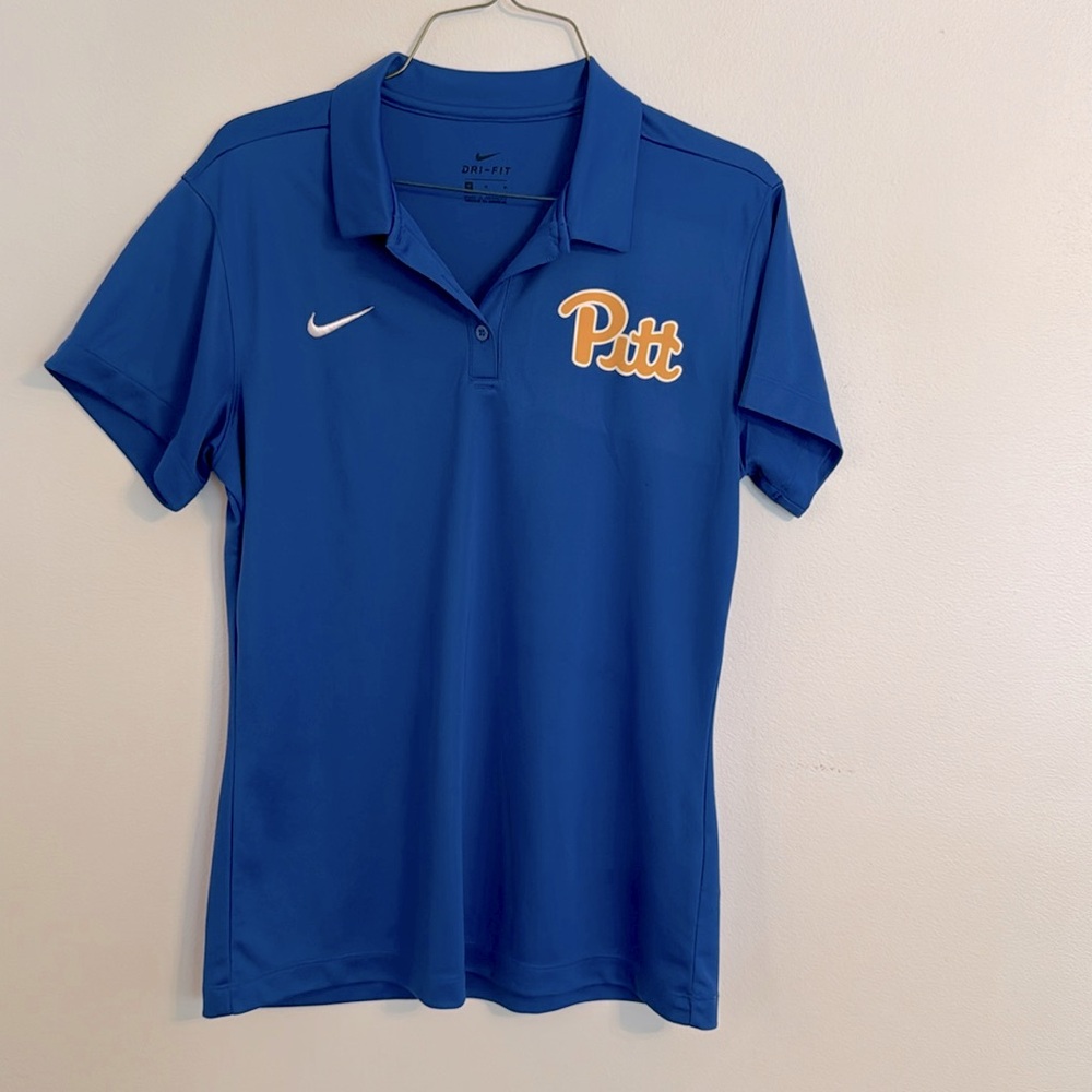 Pitt Panthers Nike Womens Polo Shirt Medium Blue Dri Fit Sport